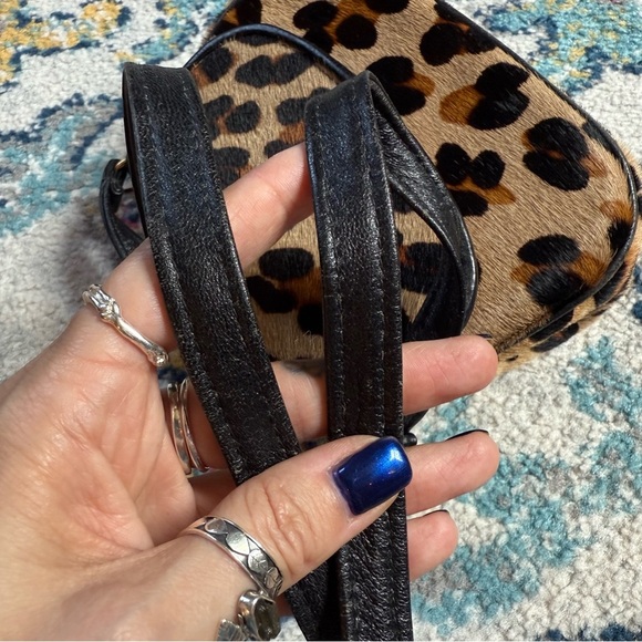 Vintage 90s Jill Stuart Leopard Print Fur Crossbody Bag - Picture 10 of 14